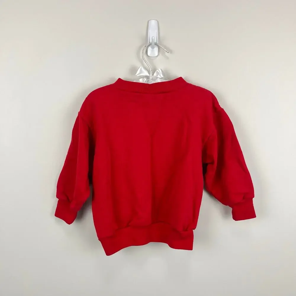 Vintage OshKosh B'gosh Red Pudgy Plane Teddy Bear Sweatshirt 2T